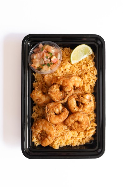 Baja Shrimp with Spanish Rice, Lime & Fresh Salsa