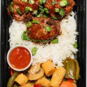 Asian BBQ Meatball Meal Prep Plate | High Protein Healthy Meal | Fitlicious