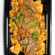 Chipotle Shredded Beef Pasta Plate – High Protein Meal Prep